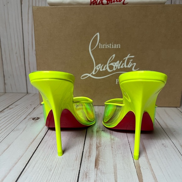 Christian Louboutin Just Arch 100 PVC Slide Sandal Flou Yellow Sz 37 / 7 - Picture 12 of 13